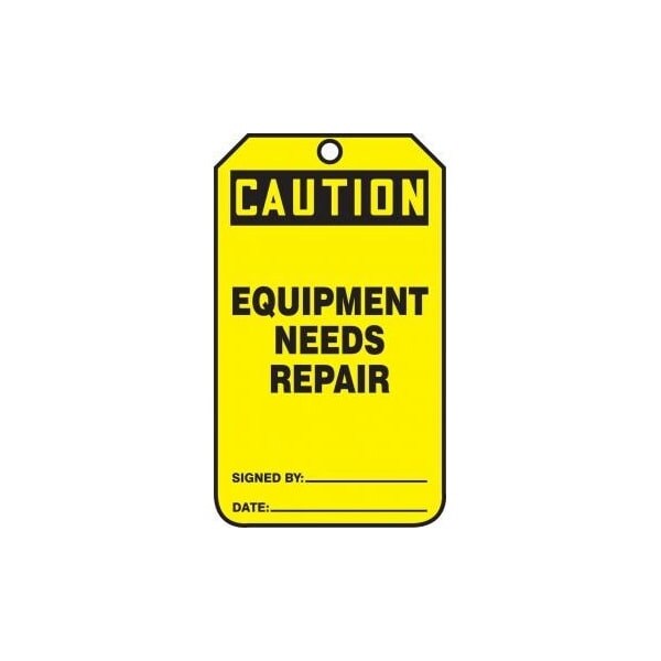 Accuform Safety Tags, CAUTION EQUIPMENT NEEDS REPAIR, 5.75in x 3.25in, PF-Cardstock, 25PK MDT644CTP - main
